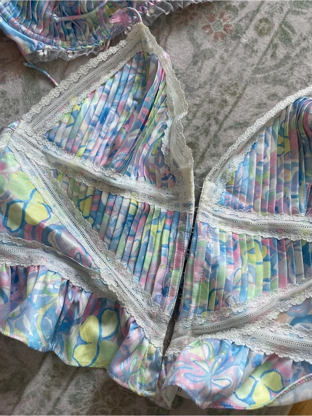 Pastel Floral Ruffle Bralette Bikini Top - 2 Women Swim For Love & Lemons